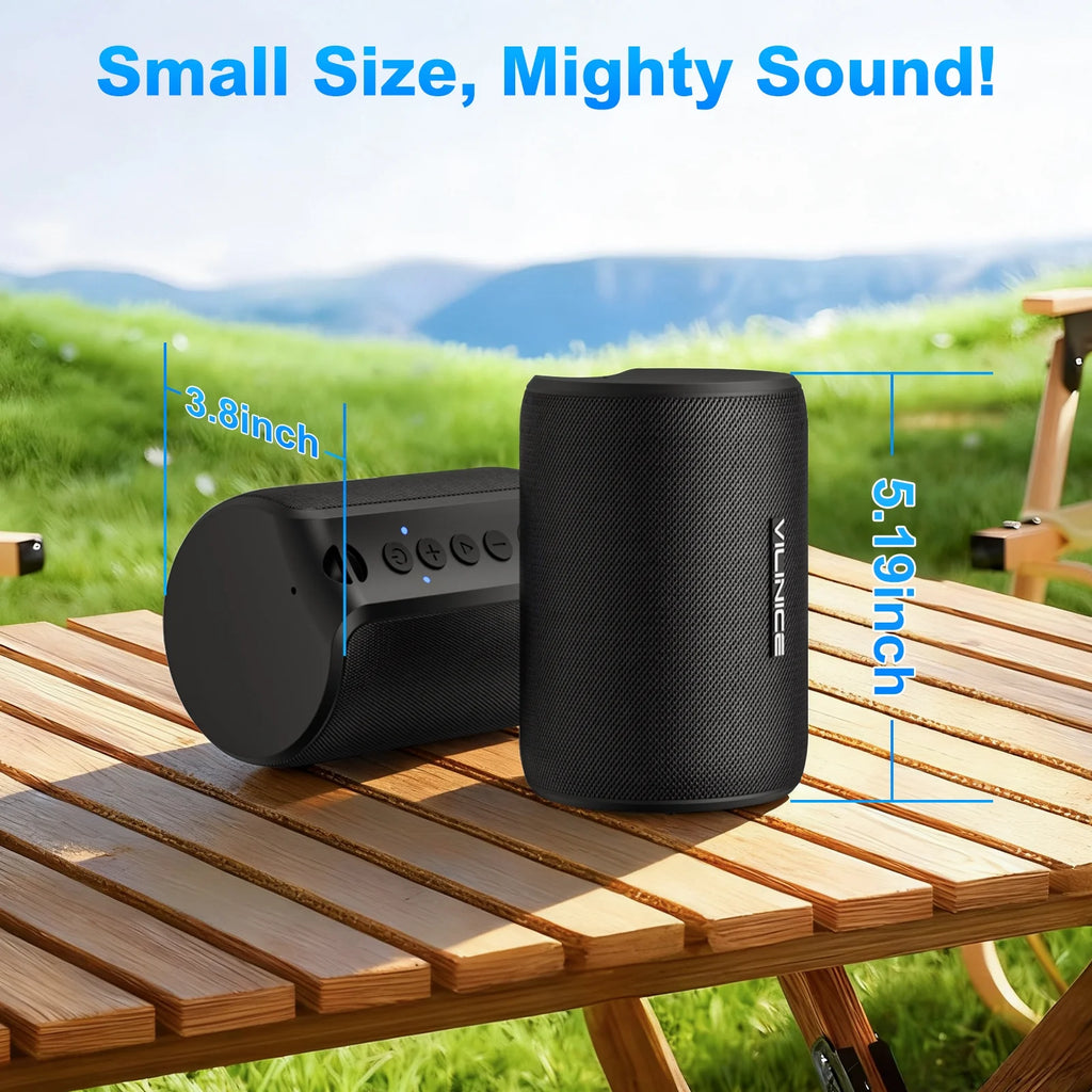 Portable Bluetooth Speaker, IPX7 Waterproof Wireless Speaker, Stocking Stuffers, Bluetooth 5.0, TWS Mini Speaker for Home/Party/Outdoor/Travel/Gifts, Black