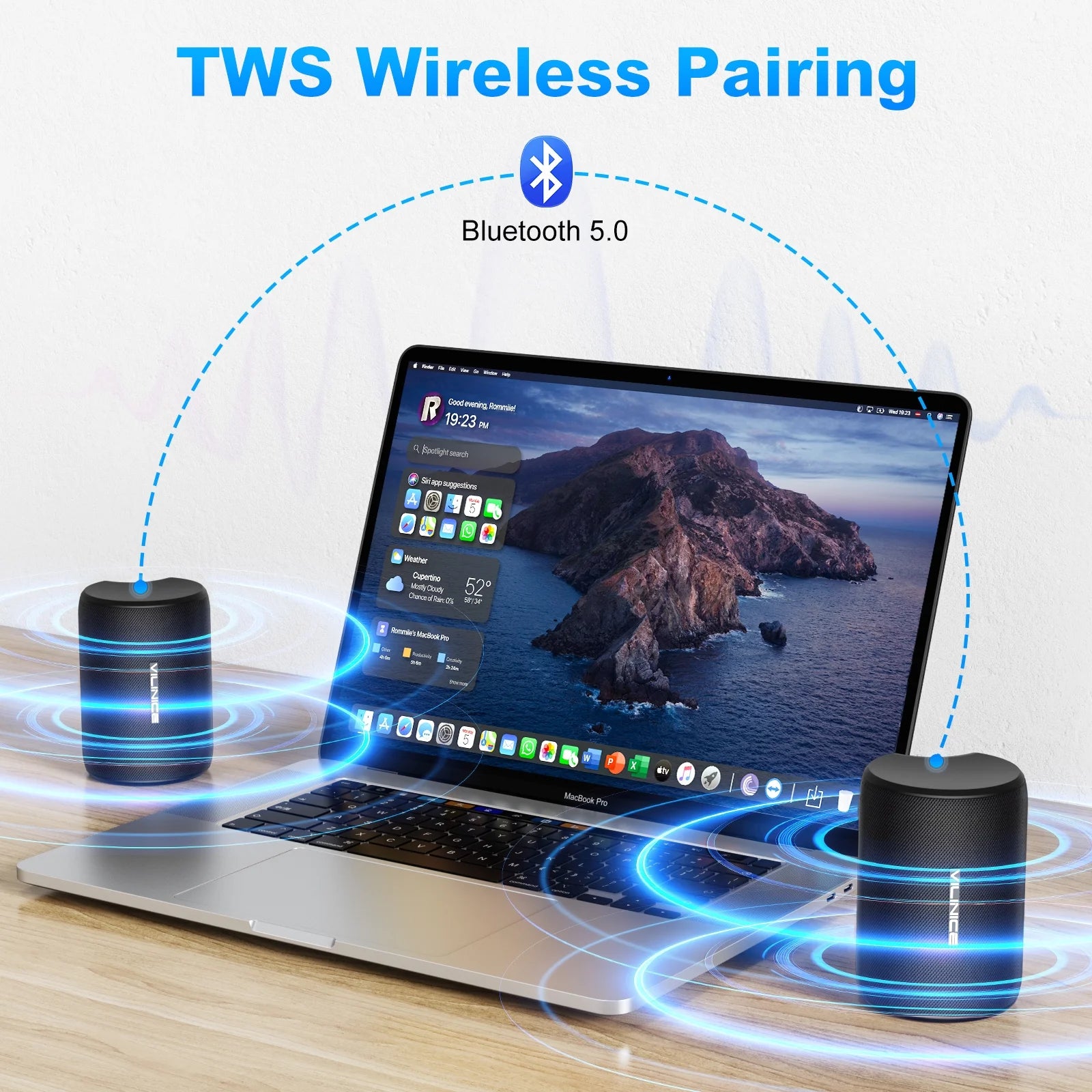 Portable Bluetooth Speaker, IPX7 Waterproof Wireless Speaker, Stocking Stuffers, Bluetooth 5.0, TWS Mini Speaker for Home/Party/Outdoor/Travel/Gifts, Black